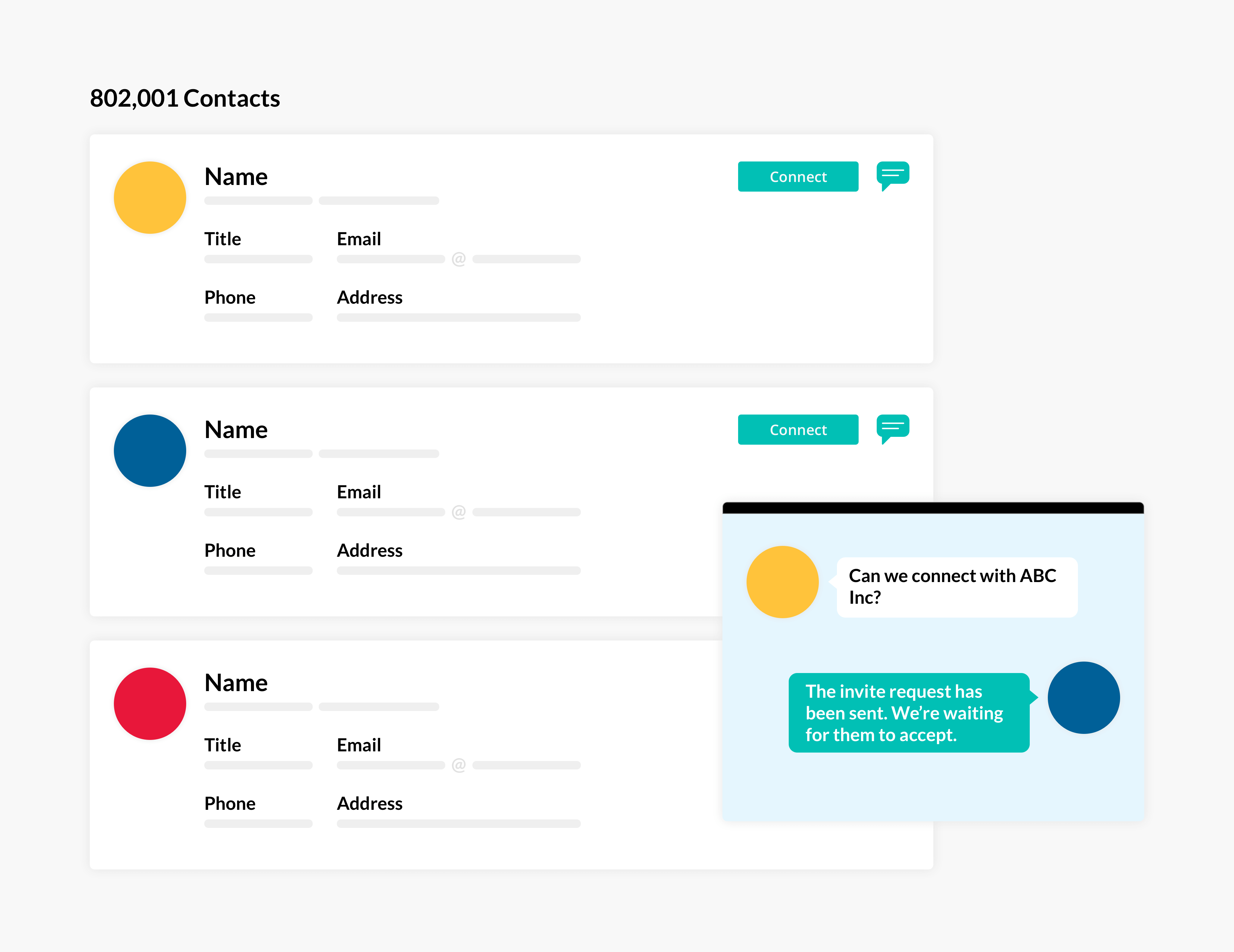 Illustration of supplier contact info in TealBook platform