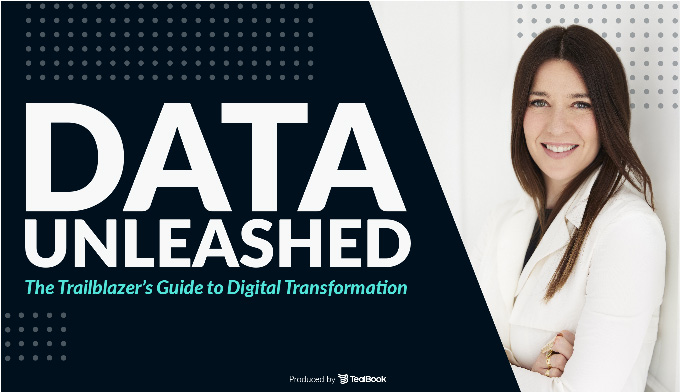 Photo of CEO, Stephany Lapierre, and title of Podcast "Data Unleashed"