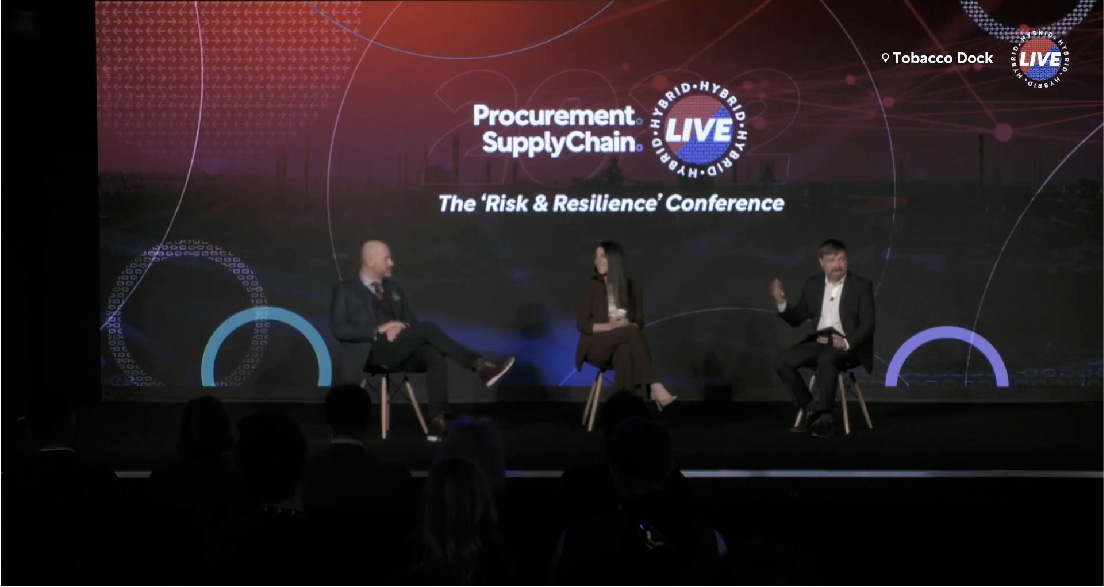 Stephany Lapierre on stage speaking at Procurement and Supply Chain Live